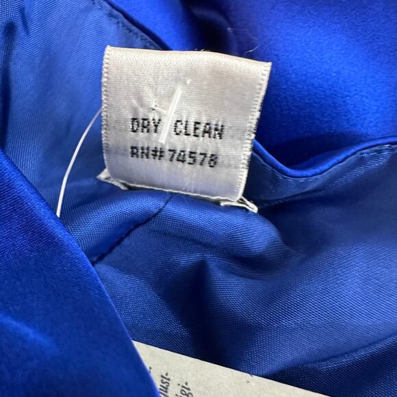 Cache Dress Women Sz 8 Cobalt Blue Halter Backless Silk Asymmetric V-Neck Formal - Picture 11 of 12